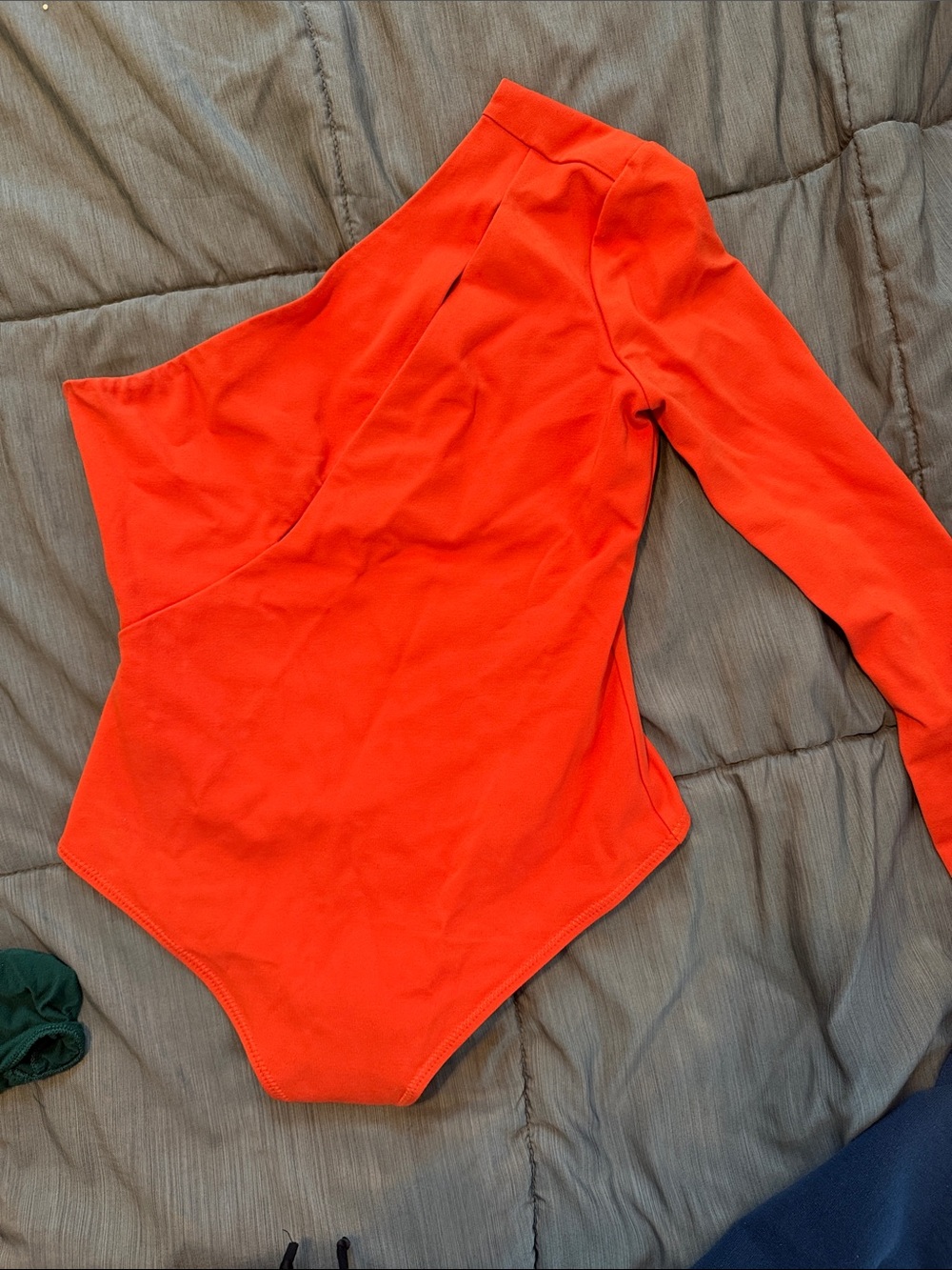 NBD Aaliyah One-Shoulder Bodysuit in Red-Orange